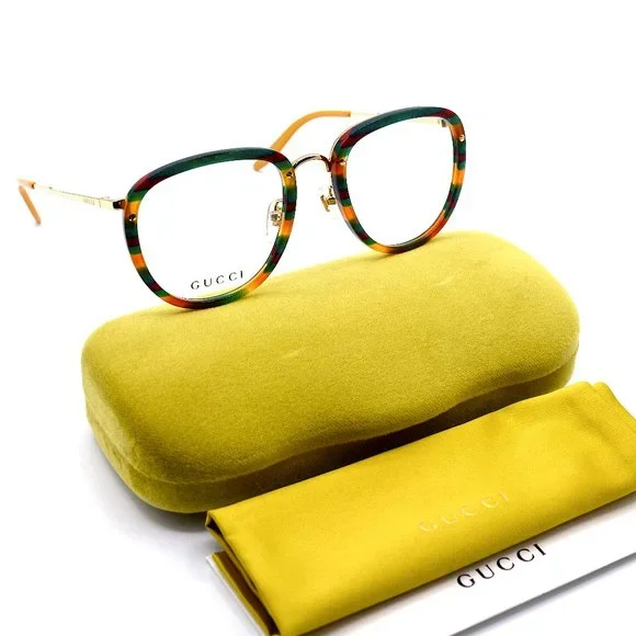 NEW GUCCI GG0675o 004 STRIPE HAVANA AUTHENTIC EYEGLASSES FRAME - Picture 12 of 13